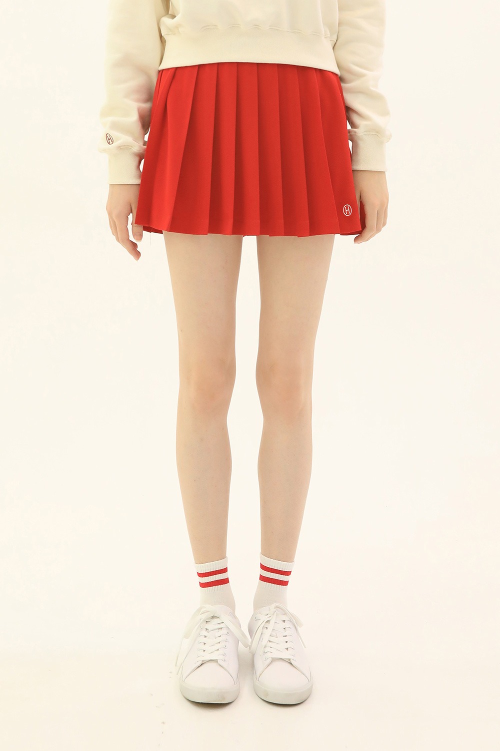 H Logo Pleated Tennis Skirt (Red) - 리치즈 RICHEZ
