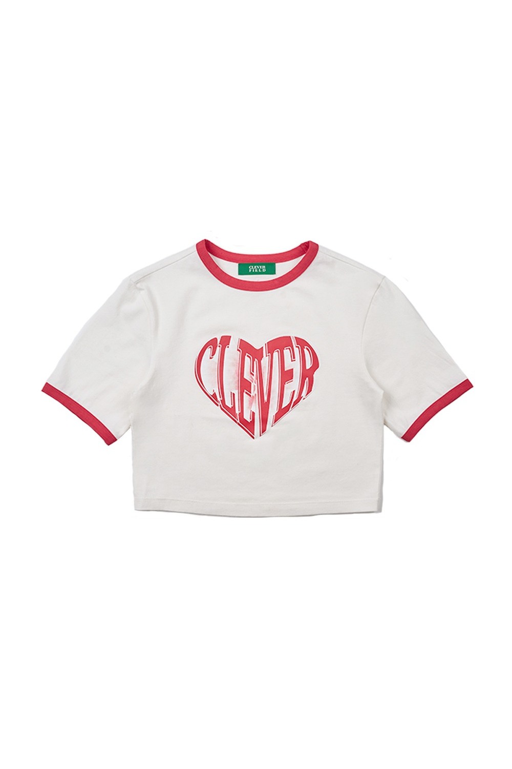 Heart Crop Ringer T-Shirt (Red) RICHEZ