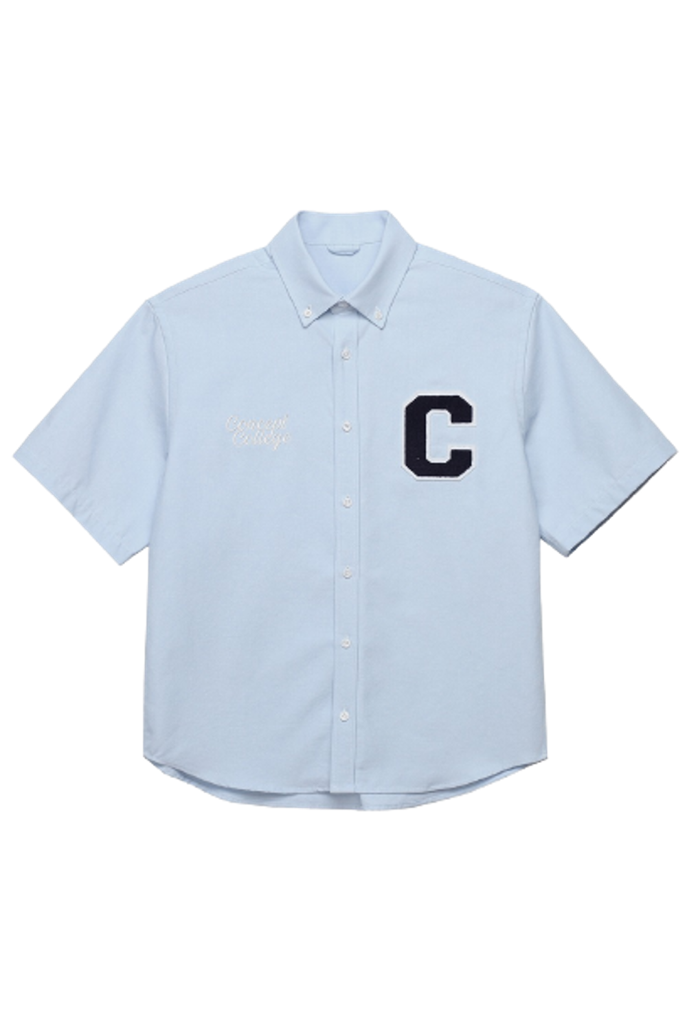 C Patch Short-Sleeved Unisex Oxford Shirt (Sky Blue) RICHEZ