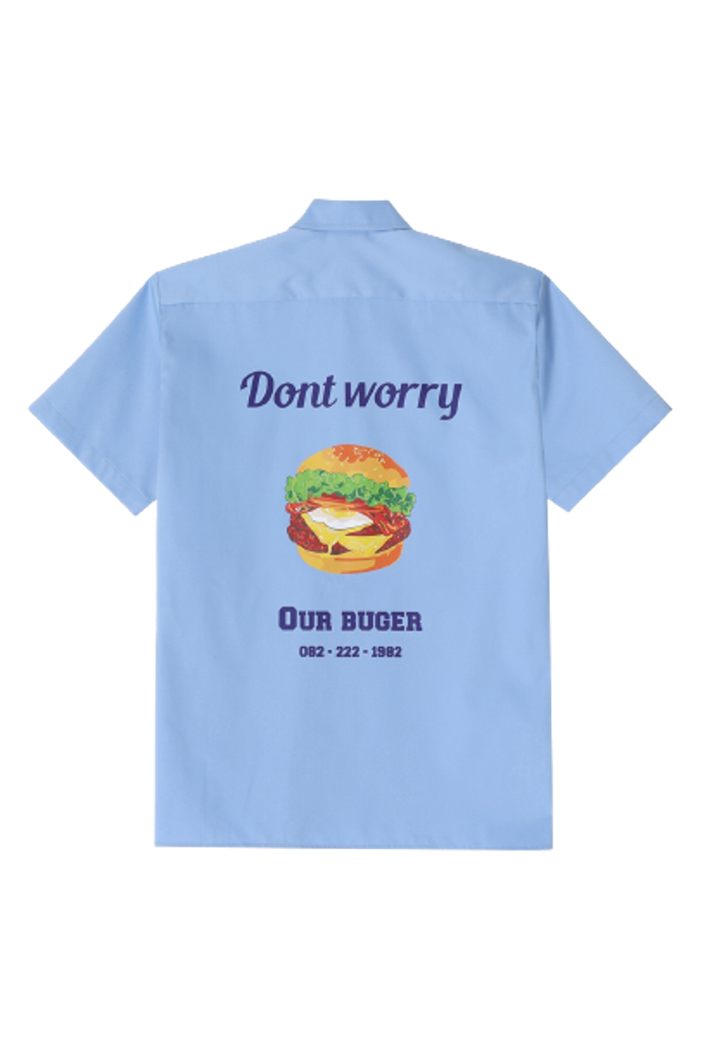 Dont Worry Hamburger Short-Sleeved Work Shirt (SKY BLUE) RICHEZ