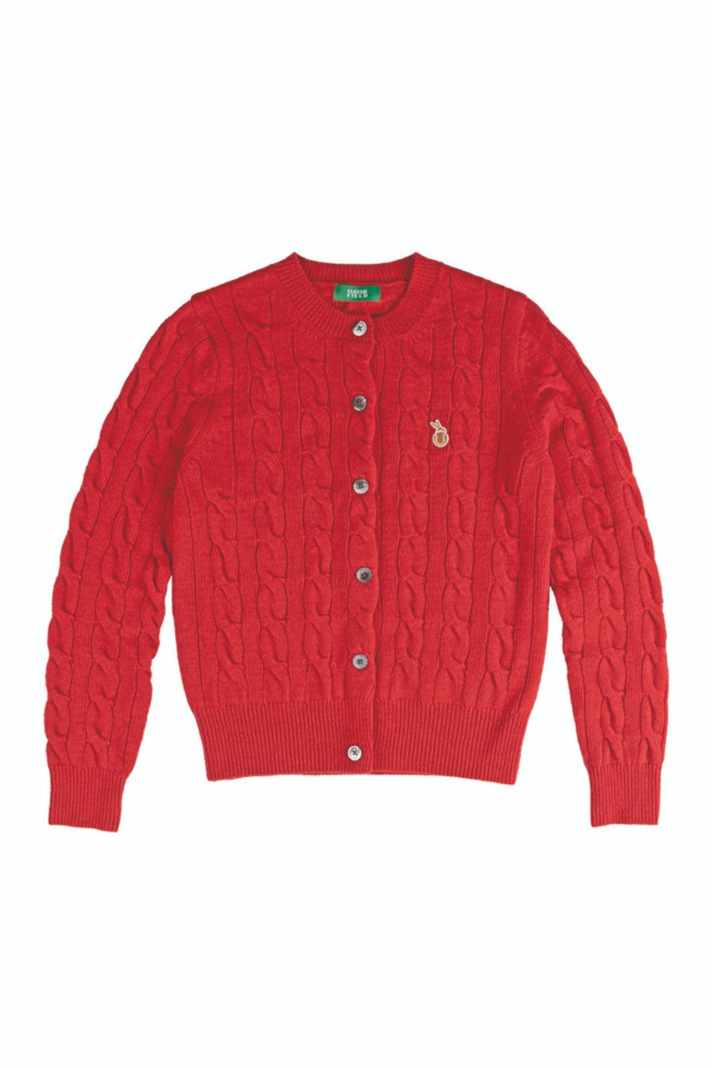 Cable Knit Color Symbol Cardigan (Red) RICHEZ