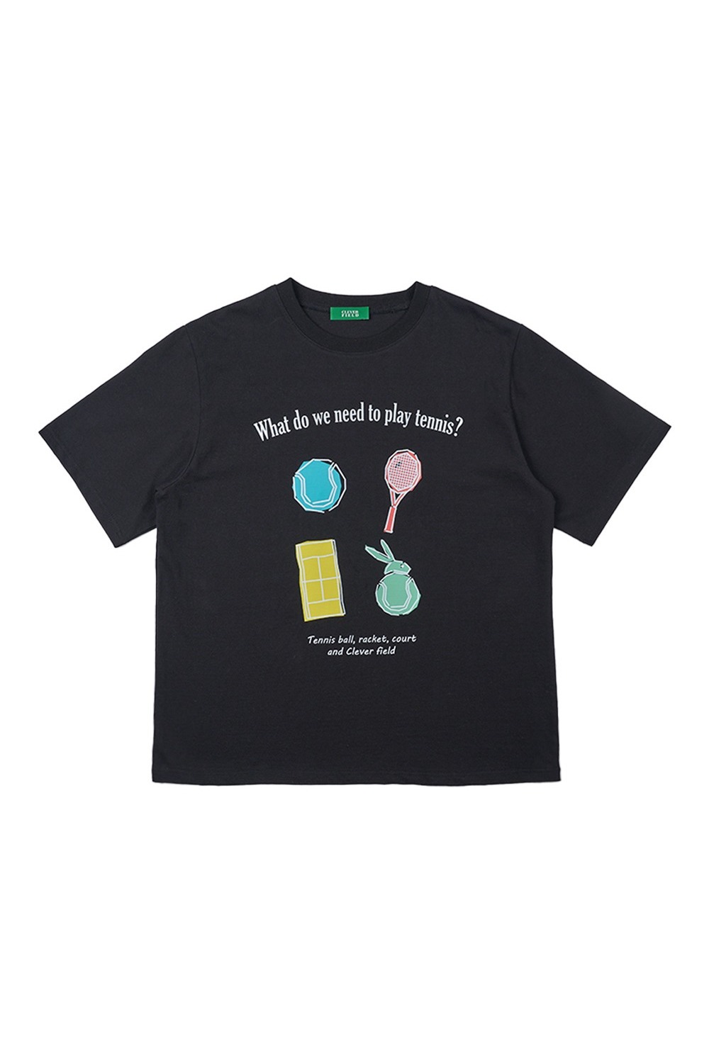 Play Tennis Graphic Overfit T-Shirt (Black) RICHEZ