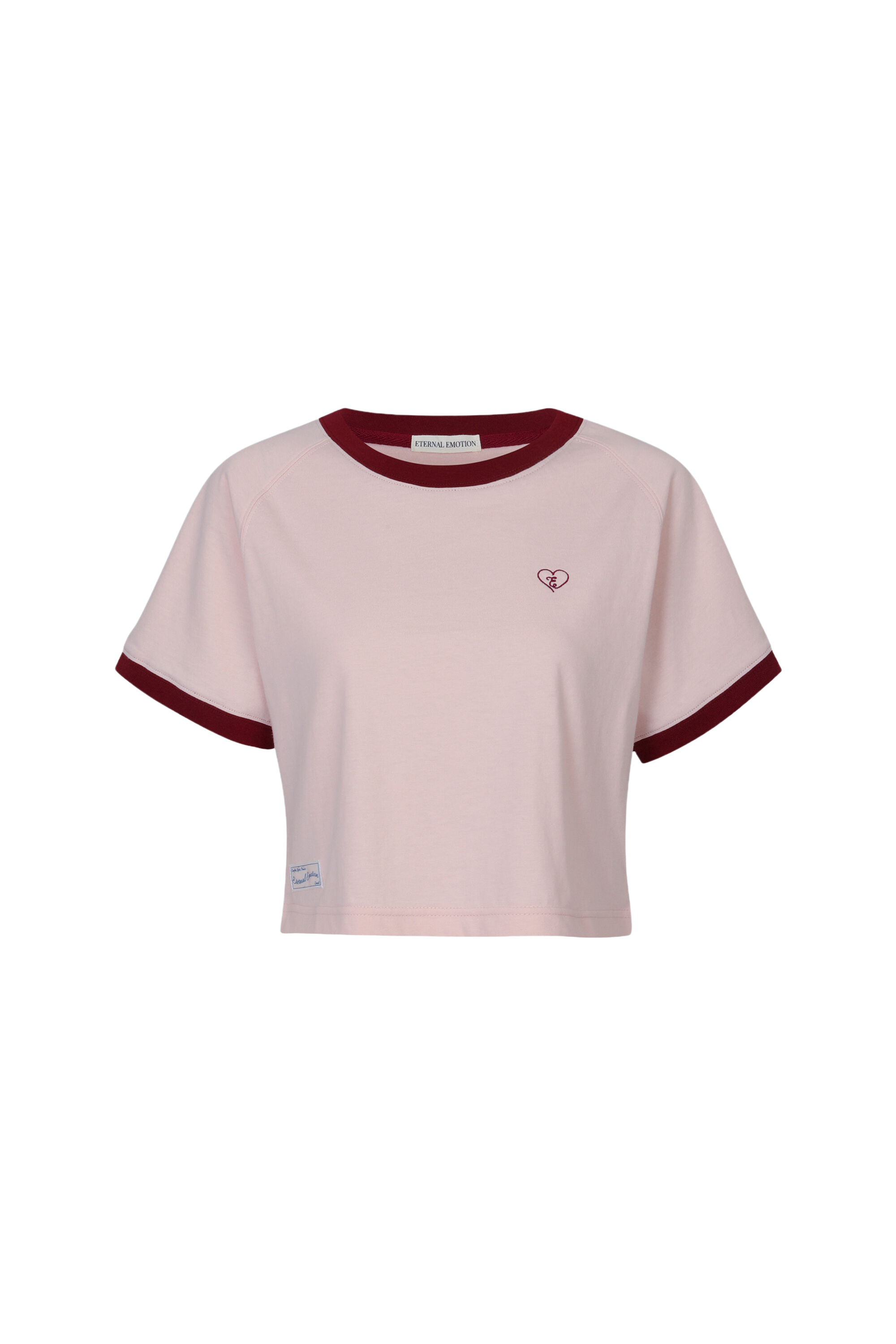 컨트래스트 레글런 크롭 티셔츠 (핑크) - 리치즈 RICHEZ
